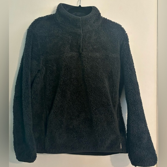 Eddie Bauer Womens 1/4 Zip Fleece‎ Dark Gray Med Polyester Outdoor Hike Teddy - Picture 1 of 9